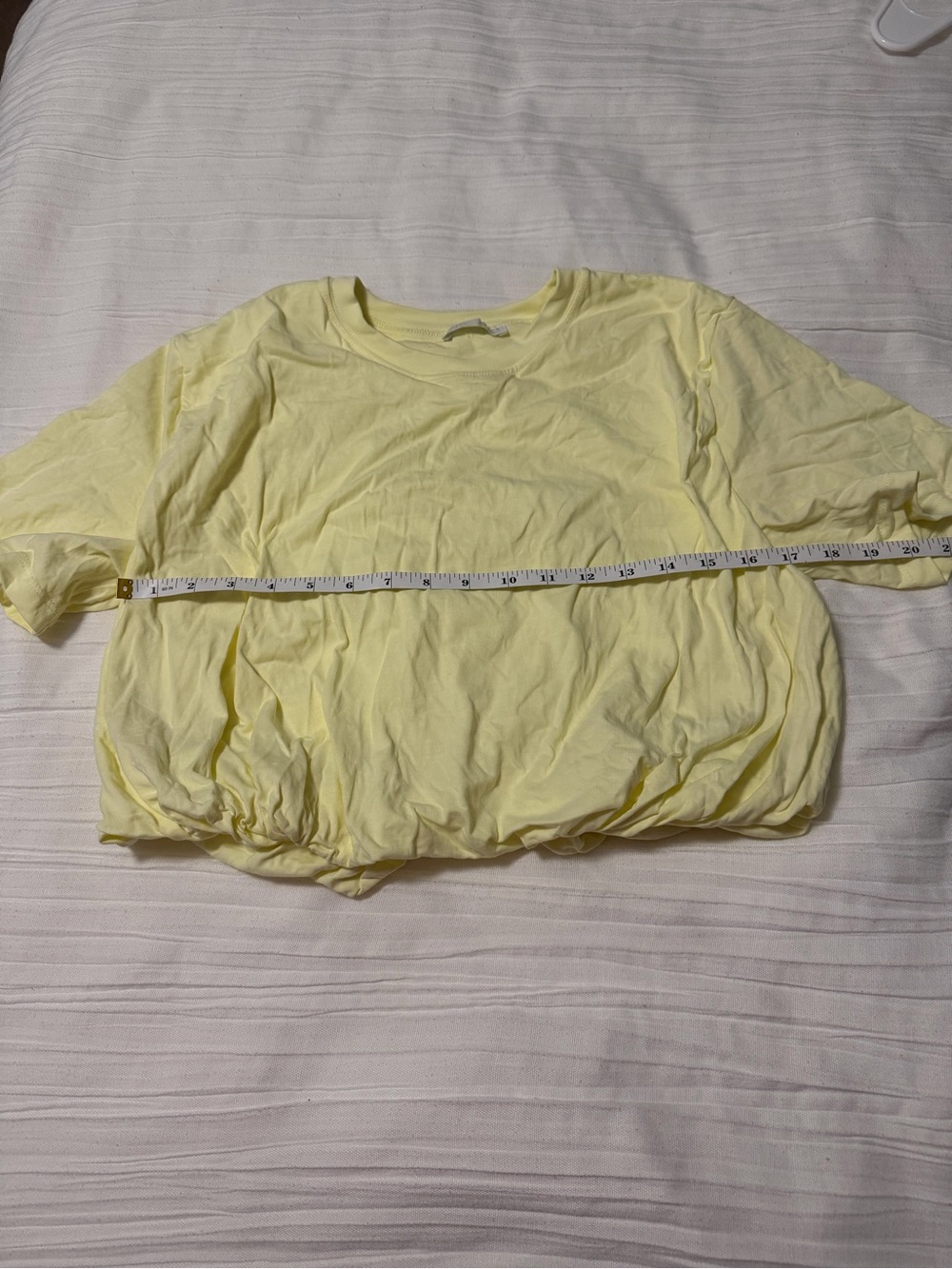 Zara Pale Yellow Bubble Hem Crop Top